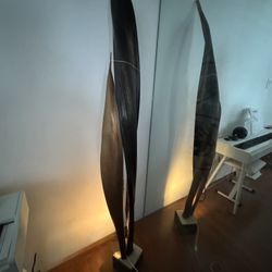 Sculptural Palm Leaf Floor Lamp – Handcrafted Organic Natural Art Uplight Accent Decor - 3 Left!