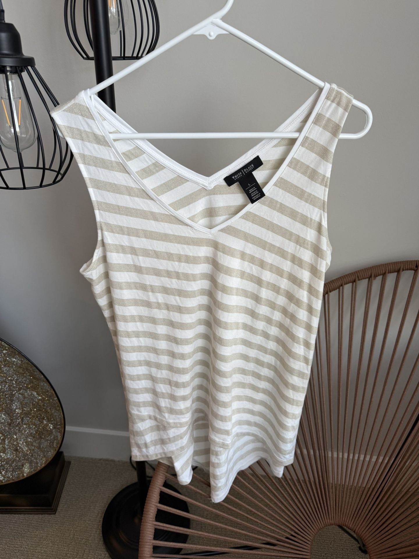 Black and white brand- Tan and gold women tank top Large