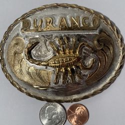 Vintage Belt Buckle Silver And Brass Cowboy On A Horse