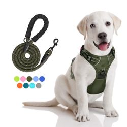 PoyPet No Pull Dog Harness And 5 Feet Leash Set, Release On Neck Reflective Adjustable Pet Vest