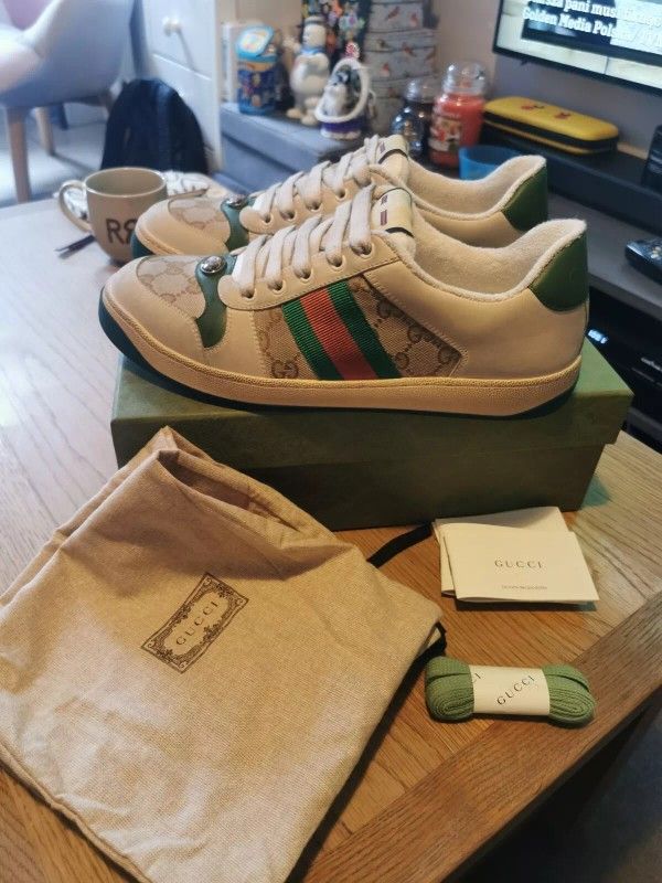 GUCCI Size 8 WOMEN'S SCREENER 🔥🔥🔥LEATHER SNEAKER✨New ✨