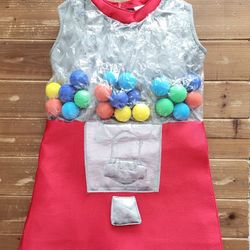 SIZE 8-10 GIRLS MEDIUM 2-PIECE SET RED GUMBALL MACHINE DRESS-UP HALLOWEEN COSTUME W/HEADBAND 