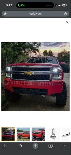 2014-2015 Chevy Silverado 1500 Driver and Passenger Side Black LED DRL Bar Projector Headlights