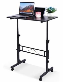 Adjustable Standing Desk Mobile Rolling Laptop Table Sit Stand Desk Wheels