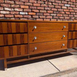 Authentic Mid-Century Modern Stanley Rosewood & Walnut Triple Dresser