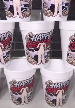 Custom Happy Birthday Printed Foam Cups