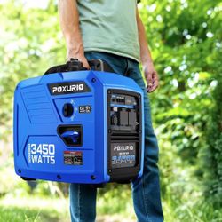 3450-Watt Dual Fuel Inverter Generator for Home Use, 1.6Gallon Large Fuel Tank Up to 8.3 Hours Use, 120V Gas Powered Generator Super Quiet, Sky Blue