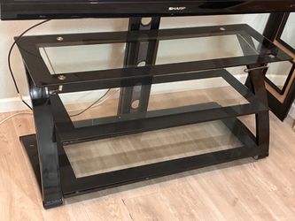 Black Glass 3-Tier TV Stand + Aquos Sharp Tv High picture quality 60’ in