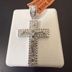 Cross Pendant Moissanite 925 Sterling Silver 5ct  Passes Diamond Tester