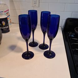 Libbey cobalt blue champagne flutes. 