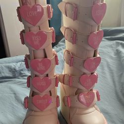 YRU Pink & White Platform Boots Size 6 (Never Used. Price FIRM. No Trades)