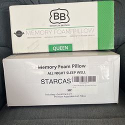 2 MEMORY FOAM PILLOWS ONE is a QUEEN other is a KING