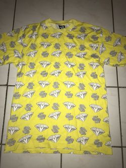 Billionaire boys club yellow diamond and dollars shirt size large rare bbc ice cream supreme box logo Bape shark