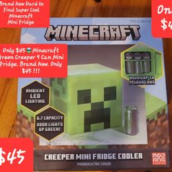 $45👽Minecraft Green Creeper 9 Can Mini Fridge. Brand New Never Opened. Only $45 !!!