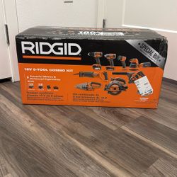 RIDGID 18V Cordless 8-Tool Combo Kit with 2.0 Ah Battery, 4.0 Ah Battery, Charger, and Tool Bag