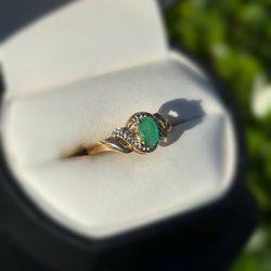 Jewelry 10k solid yellow gold malachite 0.5CTW ring sz 7.00