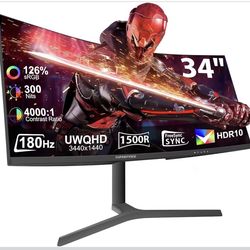34inch Curved Monitor 180Hz, UWQHD 3440x1440p Ultrawide Gaming Monitor 1500R with Speaker XUNDEFINED