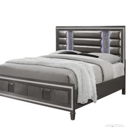 Modern Bedroom Set   king Bed, mattress, Dresser, 2 Nightstands