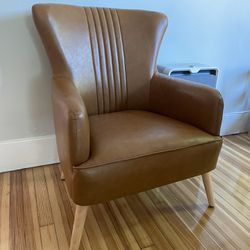 Orange Vegan Leather Accent Chair