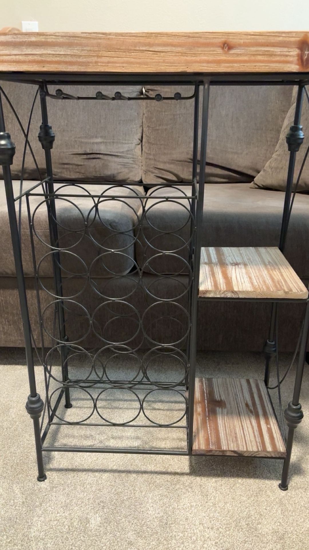 Black and Wood Wine Rack 