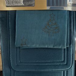 3 Piece Bath Rugs And Shower Curtain 