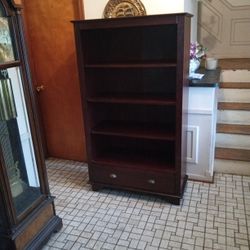 Vintage Cherry wood Five Shelf One Drawer Bookshelf 