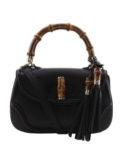 Gucci Bamboo 2-Way Shoulder Calf Black Handbag