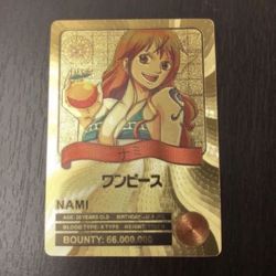 24k Gold Foil Plated One Piece Nami Anime Card