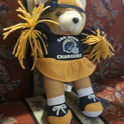 VTG 2000 SANDIEGO CHARGERS CHEERLEADER BEAR STUFFED PLUSH TOY 11" INCHES