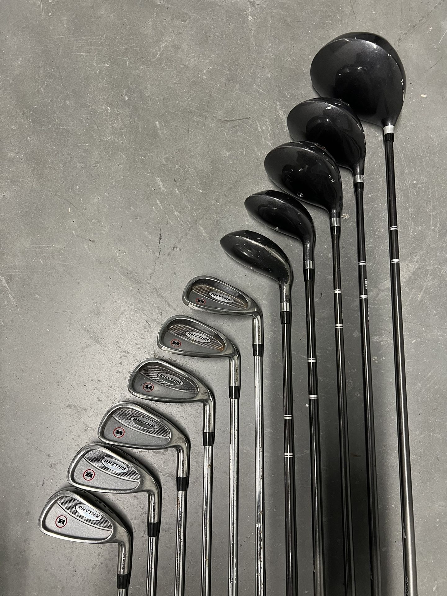 RAM RHYTHM Set 11 clubs 5-9 P Driver HY3 HY4 FW3 FW5, GF TOUR, RIGHT (Good condition) PICK UP IN CORNELIUS