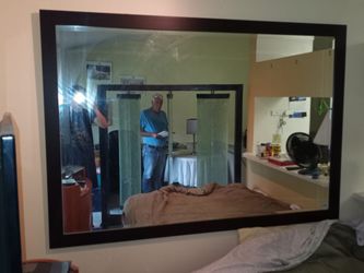 Large Red Oak Finish Mirror