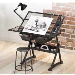 Glass Drafting Table Art Desk 