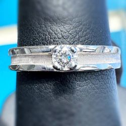 10k white gold 0.15CT Natural Diamond wedding band ring sz6.5