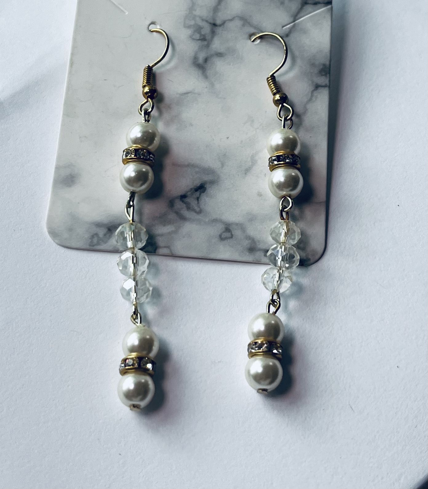 Elegant Pearl Glass Beaded Earrings