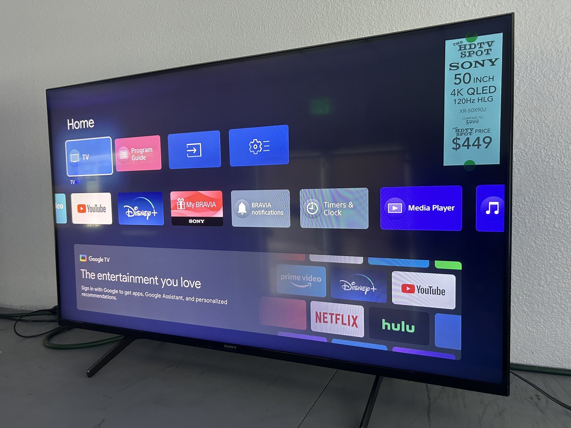 Sony 50" Class XR50X90J BRAVIA XR Full Array LED 4K Ultra HD Smart Google TV with Dolby Vision HDR X90J 120hz