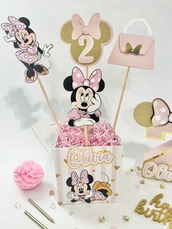 🎀 Custom Minnie Mouse Centerpieces – Personalized Party Decorations