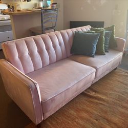 Pink Velvet Sofa/futon 