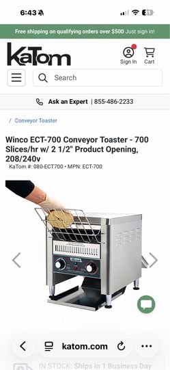 Winco conveyer toaster commercial