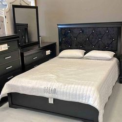 Amalia Black Panel Bedroom Set 📌 Next Day Delivery 