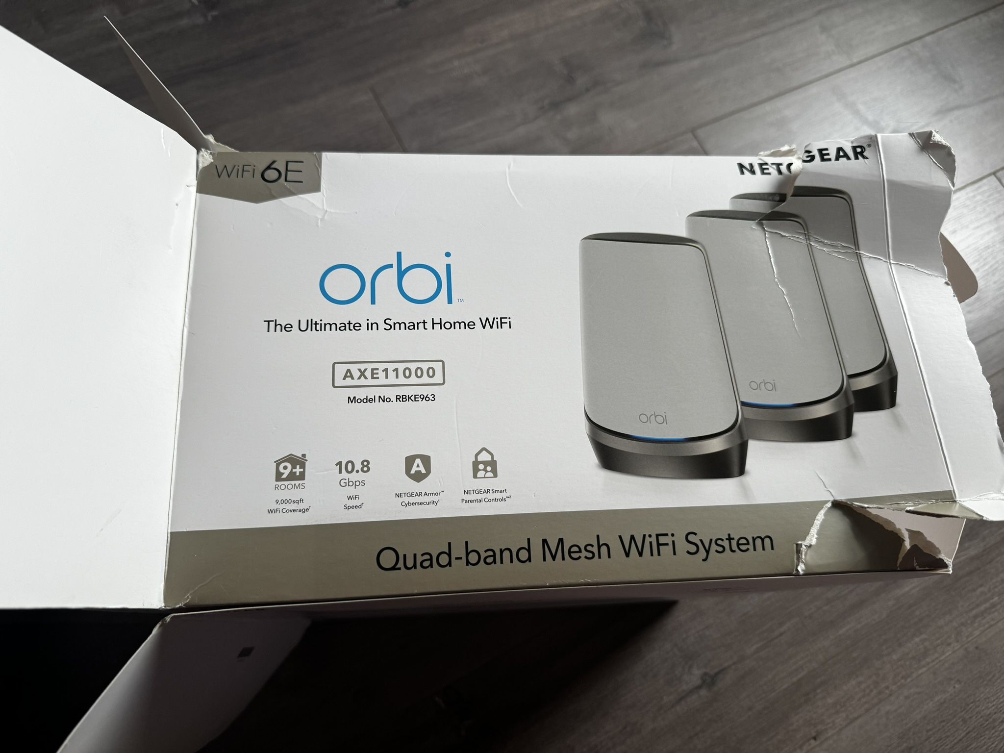 NETGEAR Orbi RBKE963 Quad-Band AXE11000 Wi-Fi 6E Mesh System - White