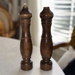 Vintage 1970s Mill Wooden Salt & Pepper Shakers
