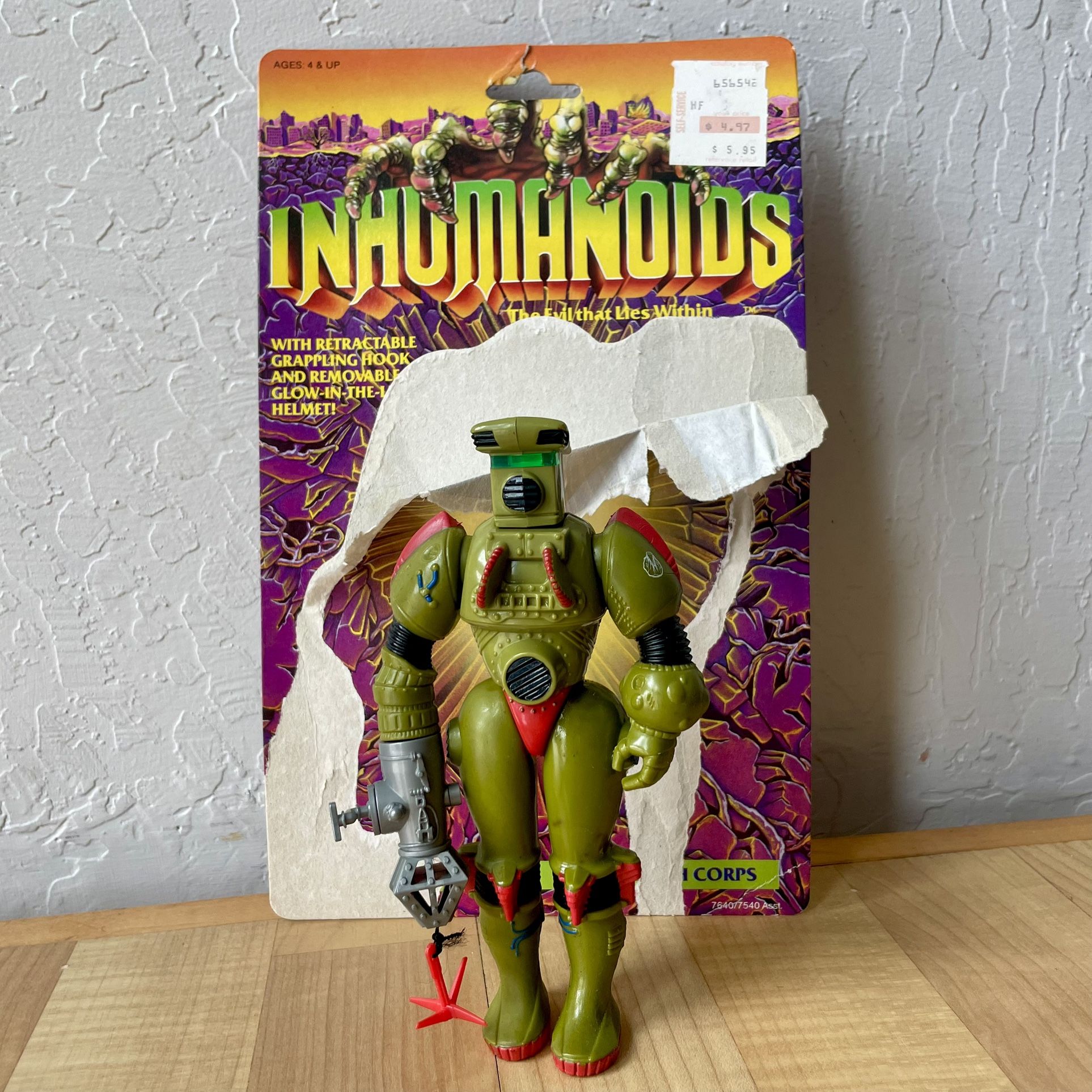 Vintage 1986 Inhumanoids Herc Armstrong Action Figure Toy With Card Back
