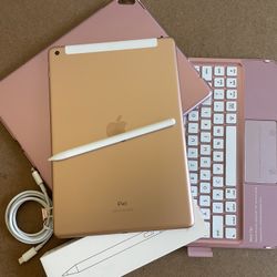 iPad 7th Generation (Rosegold - Pink) 32GB WiFi + Cellular with keyboard, pen & Accessories 