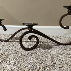 Decorative Metal 3-Arm Candelabra + 3 New Ashland Pillar Candles