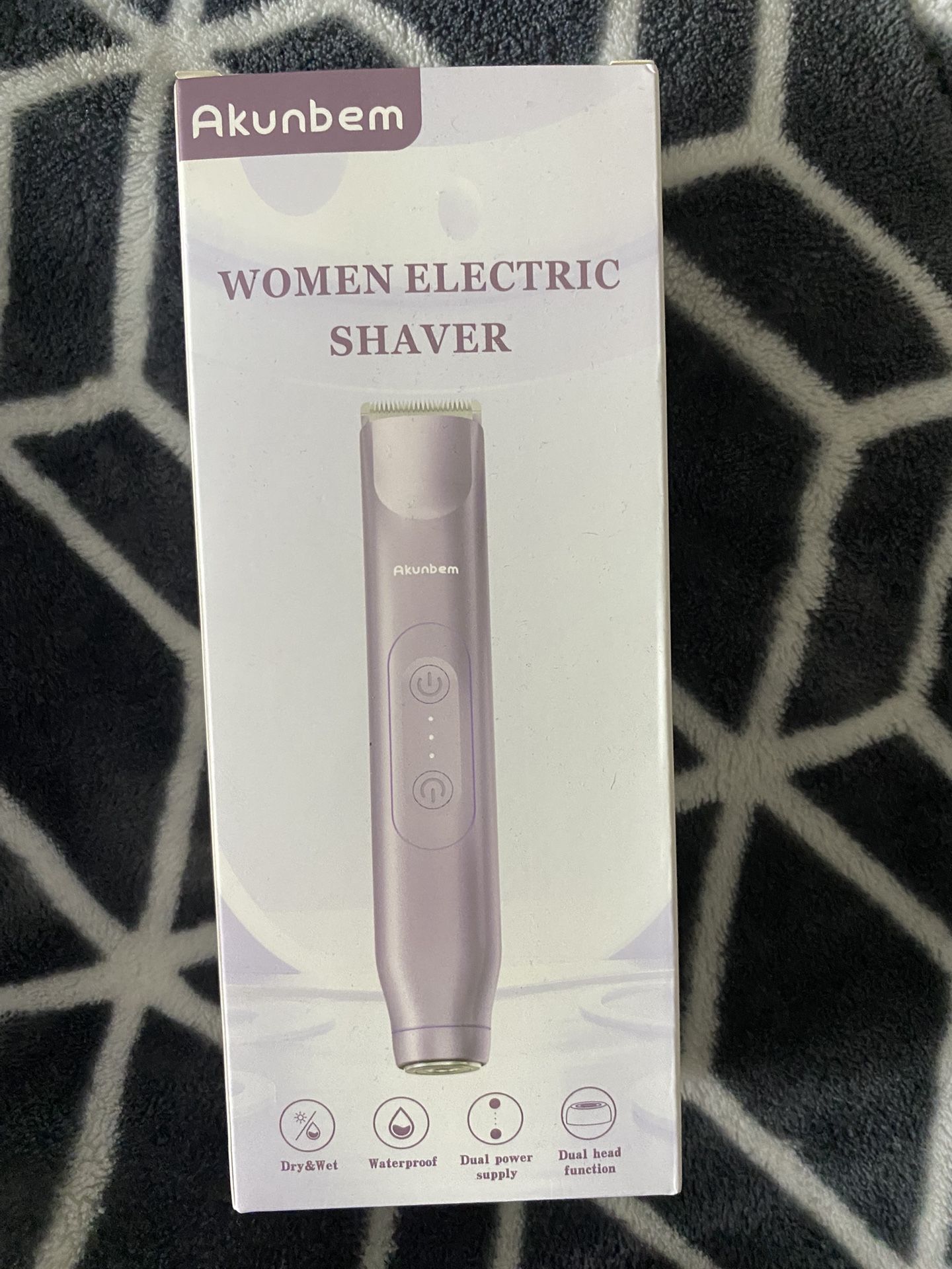 Akunbem Bikini Trimmer for Women, Electric Shaver Rechargeable 2-in-1 Body and Facial, Painless