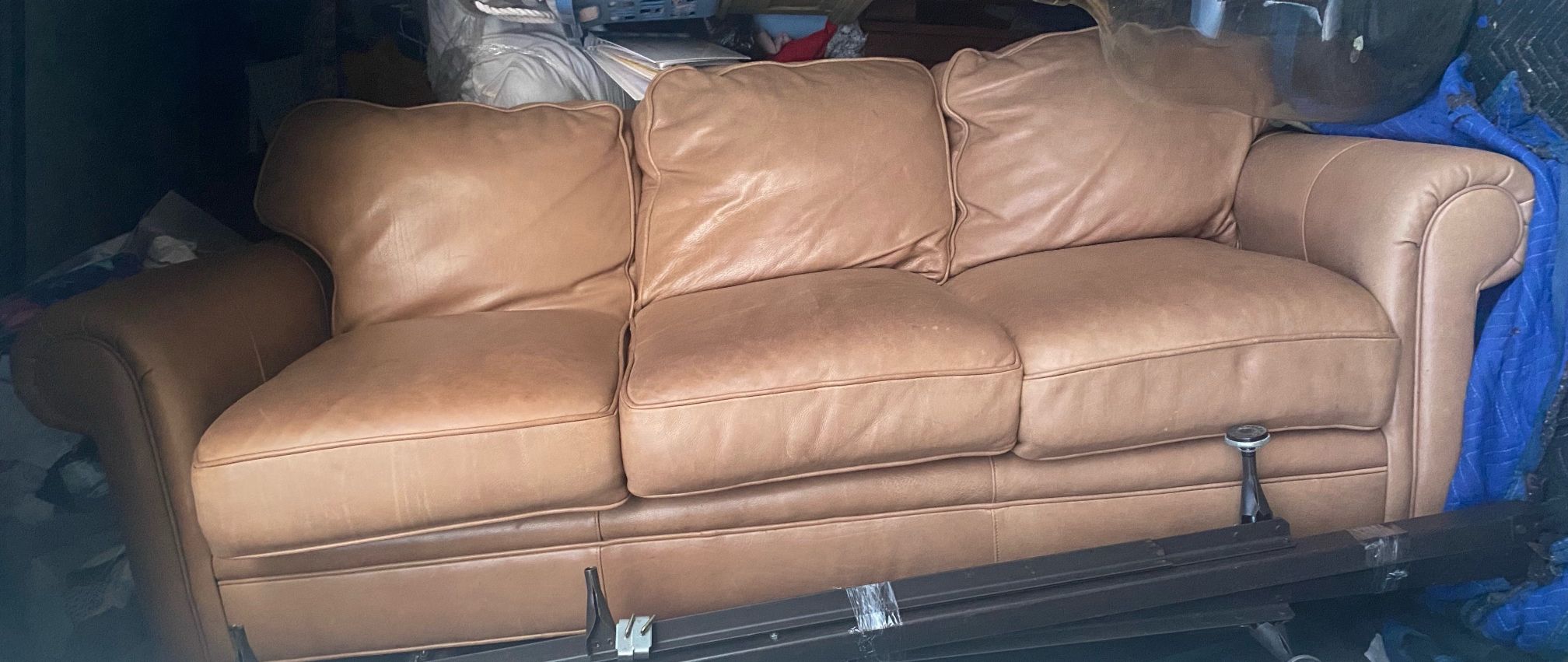 Bradington Young  Real Leather Sofa Solid Hard Wood 5 By 4 Frame Spring Down Cushions 