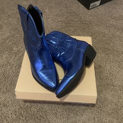 Blue Metallic Boots