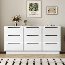 Brand New Sealed 9 Drawer Dresser White Modern Storage Cabinet