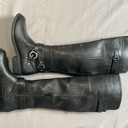 Guess Black Leather Riding Boots 