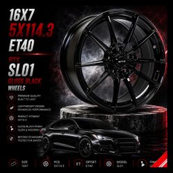 🔥 16x7 5x114.3 RTX SL01 Gloss Black Wheels 🔥